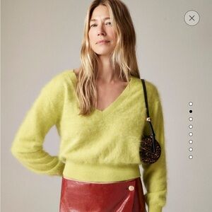 J.Crew Brushed Cashmere Cropped V-Neck Sweater Brilliant Pear Size XS